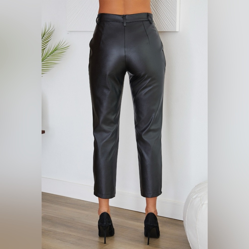 (50170) PU TAPERED LEG DRESSY PANTS - Picture 3 of 4